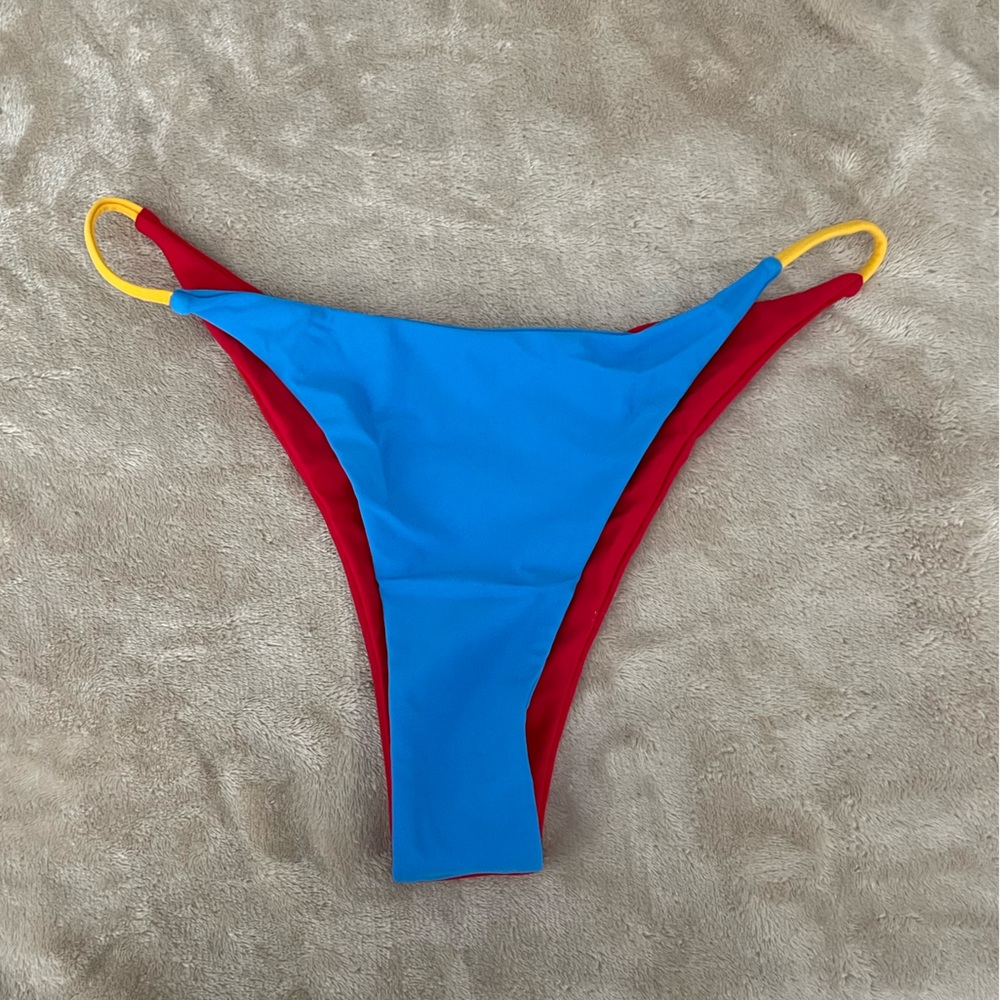 Two toned red & blue bathing bottoms